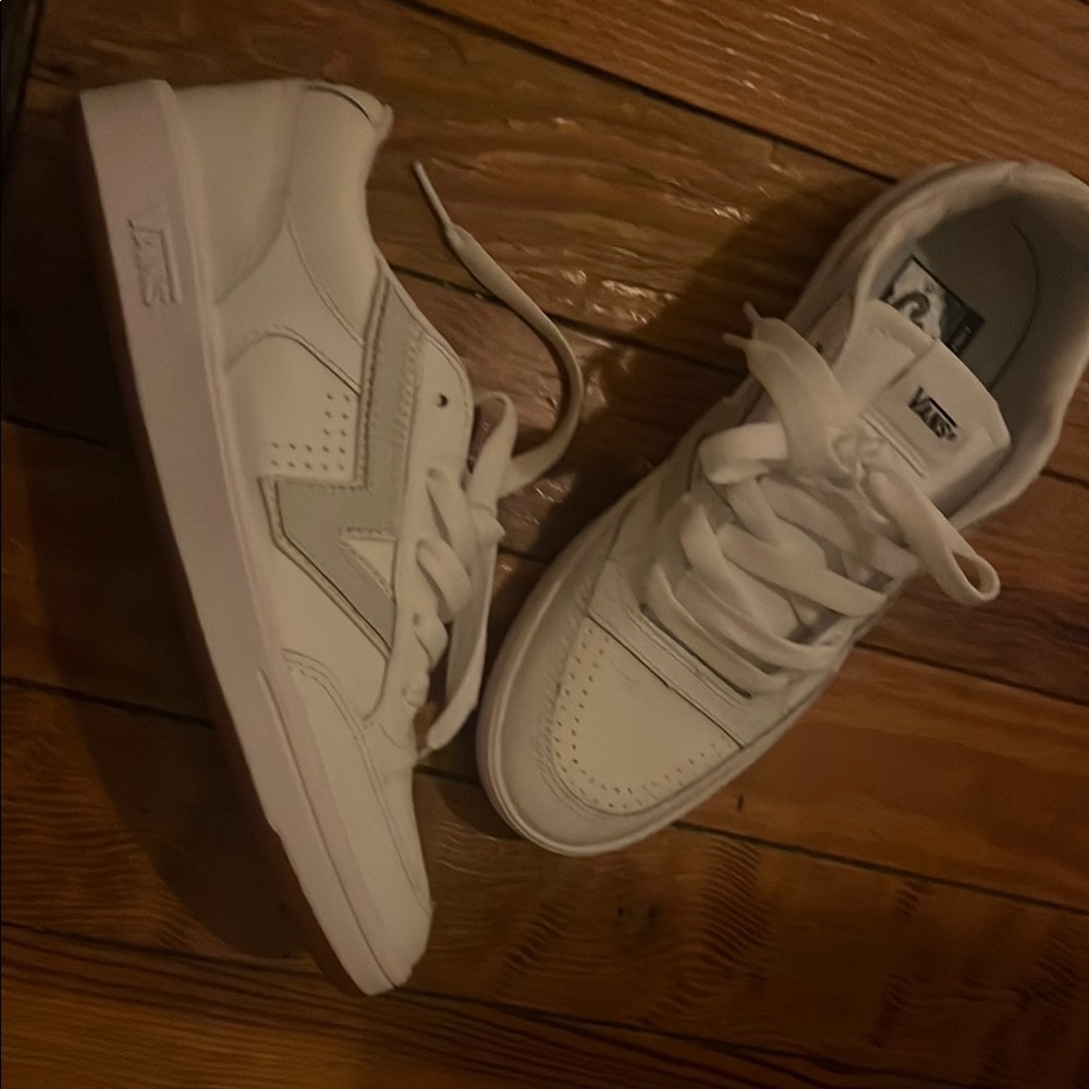 Vans White Sneakers with Brown Soles